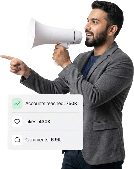 man promoting Influencer marketing agency